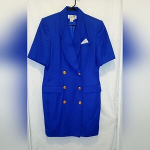 Royal Blue Double-Breasted Blazer Dress